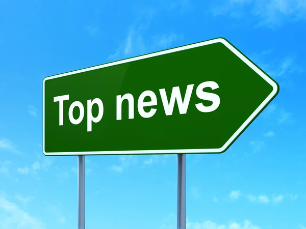 News concept: Top News on road sign background — Stock Photo, Image