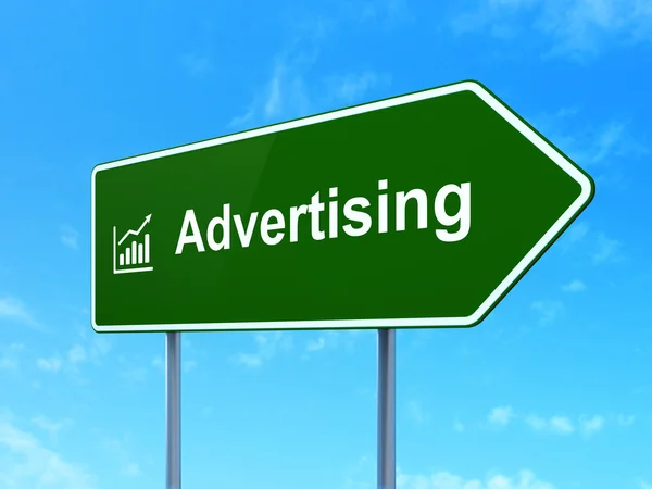 Advertising concept: Advertising and Growth Graph on road sign background — Stock Photo, Image