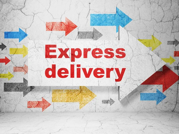 Finance concept: arrow with Express Delivery on grunge wall background — Stock Photo, Image