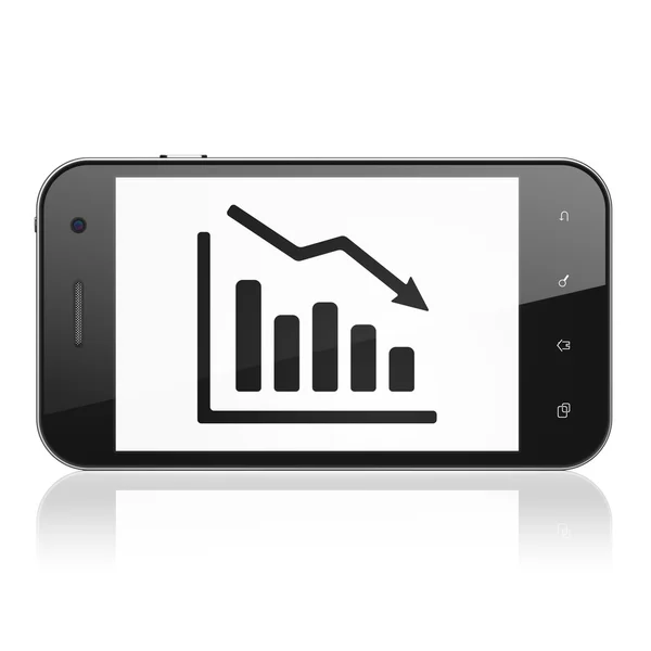 Concepto de negocio: Gráfico de decadencia en smartphone —  Fotos de Stock