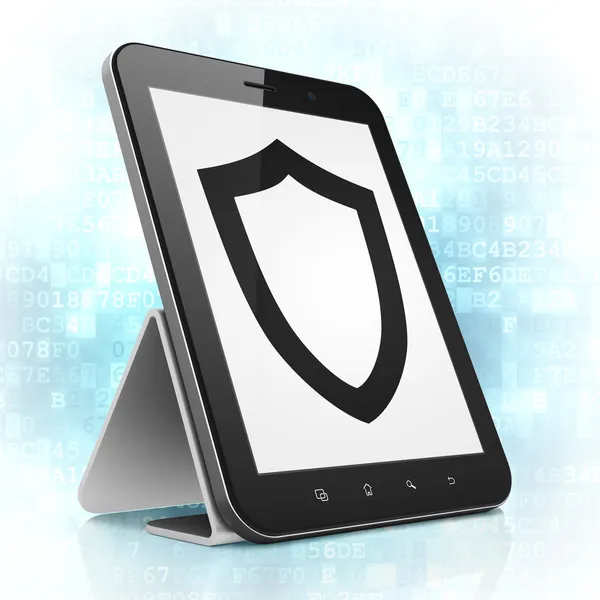 Safety concept: Contoured Shield on tablet pc computer — Stock Photo, Image