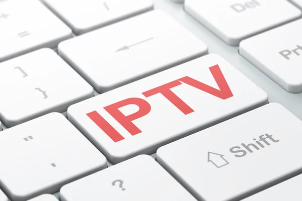 Seo web design concept: iptv auf computer-tastatur hintergrund — Stockfoto