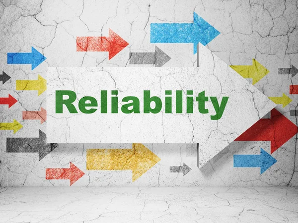 Business concept: arrow with Reliability on grunge wall background — Stock Photo, Image