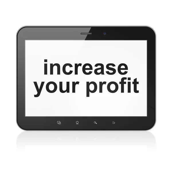 Concepto de finanzas: Aumentar sus ganancias en la computadora de la tableta PC —  Fotos de Stock