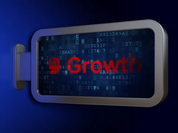 事業コンセプト： 成長と金融シンボルで頭ビルボードの背景 — ストック写真