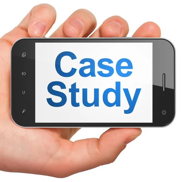 Concepto educativo: Estudio de caso en smartphone — Foto de Stock