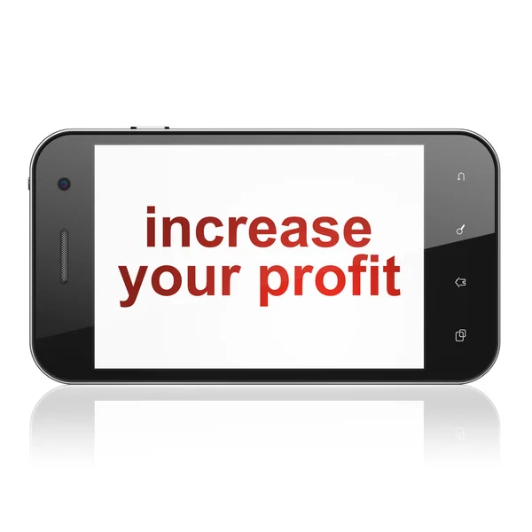 Concepto financiero: Aumente sus ganancias en el teléfono inteligente —  Fotos de Stock