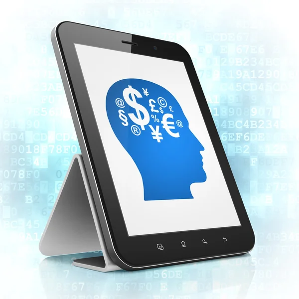 Business concept: Head With Finance Symbol su tablet PC — Foto Stock