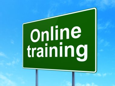 Eğitim kavramı: yol işareti zemin üzerine eğitim online