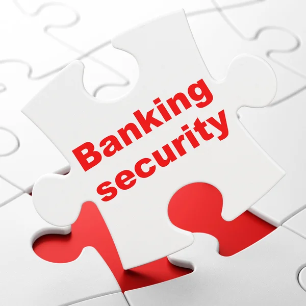 Bank veiligheid op puzzel achtergrond — Stockfoto