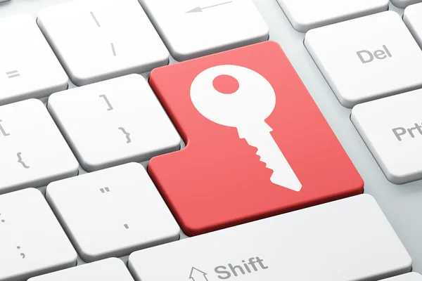 Концепция конфиденциальности: Ключ на фоне клавиатуры компьютера — стоковое фото