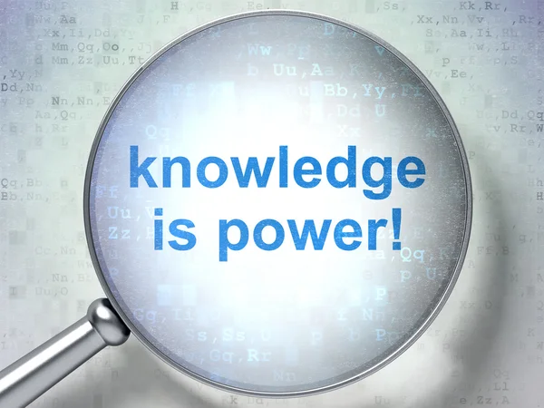 Education concept: Knowledge Is power! with optical glass — Stock Photo, Image