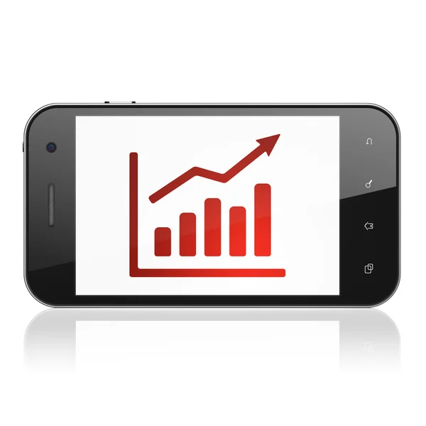 Conceito de publicidade: Gráfico de crescimento no smartphone — Fotografia de Stock