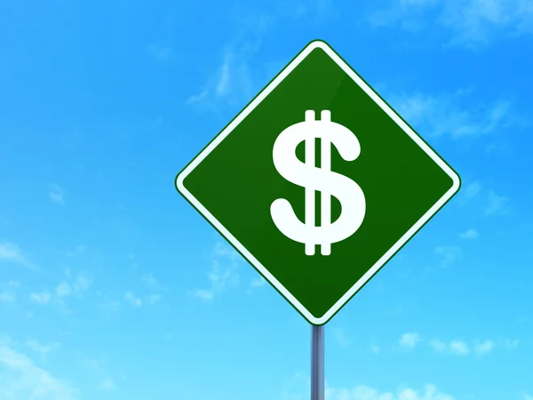 Pojęcie waluta: Dolar na tło znak drogowy — Zdjęcie stockowe