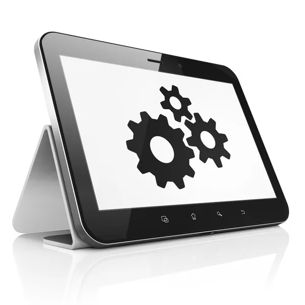 Bilgi kavramı: gears tablet pc bilgisayar — Stok fotoğraf
