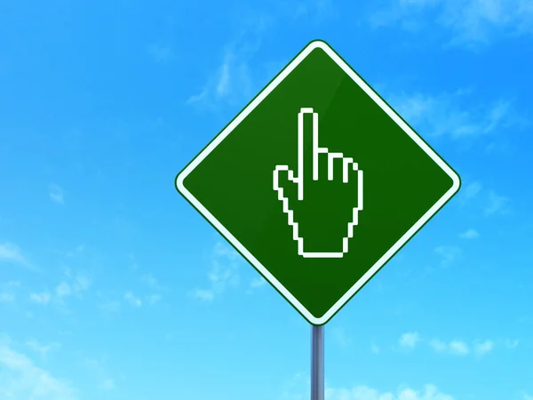 Web development concept: Mouse Cursor on road sign background — Stock Photo, Image