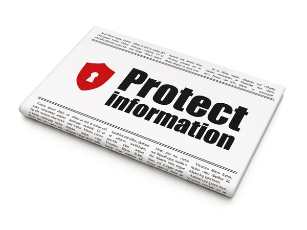 Concept d'actualités de sécurité : journal avec Protect Information — Photo