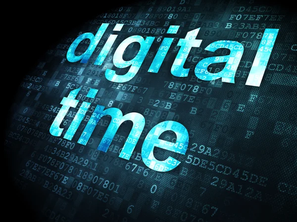 Timeline-Konzept: digitale Zeit auf pixelig Hintergrund — ストック写真
