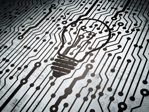 Business concept: circuit board with Light Bulb — Stock Photo, Image