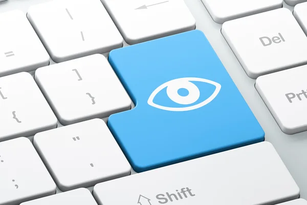 Security concept: Eye on computer keyboard background — Stock Photo, Image