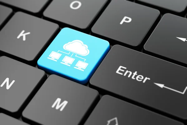 Cloud Network на фоне клавиатуры — стоковое фото