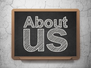 reklam kavramı: Kara tahta zemin üzerine Hakkımızda