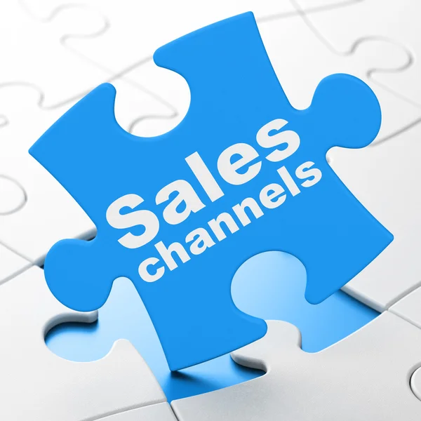 Marketingconcept: verkoopkanalen op puzzel achtergrond — Stockfoto