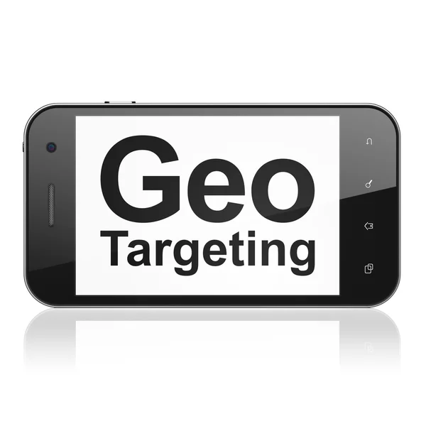 Finanzkonzept: Geo-Targeting auf dem Smartphone — Stockfoto