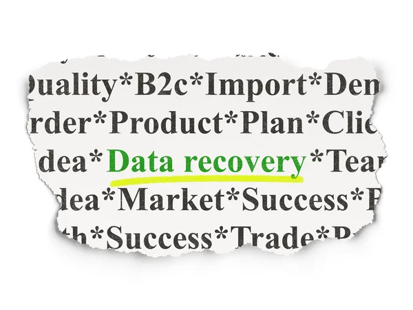 Концепция информации: восстановление данных на бумажном фоне — стоковое фото