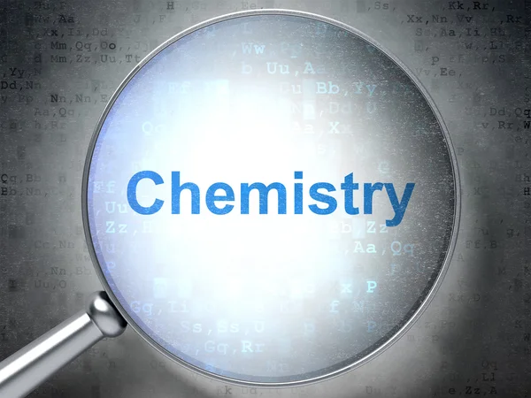 Education concept: Chemistry with optical glass — Stock Photo, Image