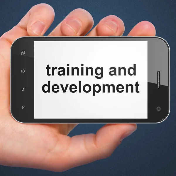 Koncepcja edukacji: szkolenia i rozwoju na smartphone — Zdjęcie stockowe