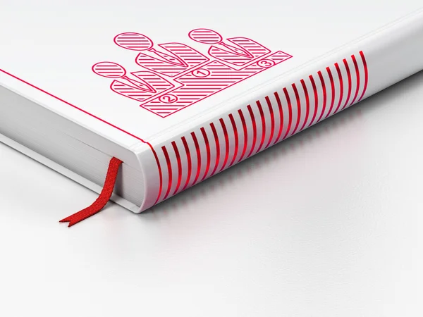 News concept: libro chiuso, Business Team su sfondo bianco — Foto Stock