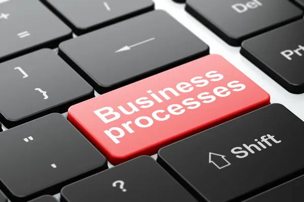 Bedrijfsconcept: Business Processen op computer toetsenbord achtergrond — Stockfoto