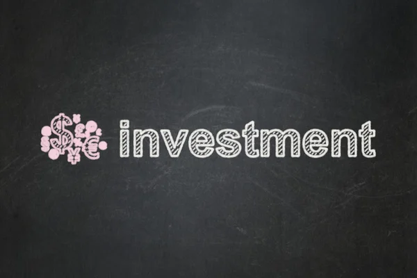 Bedrijfsconcept: financieren symbool en investeringen op schoolbord achtergrond — Stockfoto