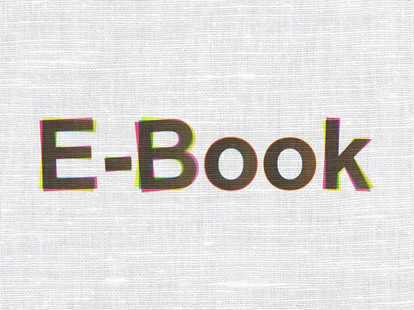 Conceito de educação: E-Book sobre fundo de textura de tecido — Fotografia de Stock