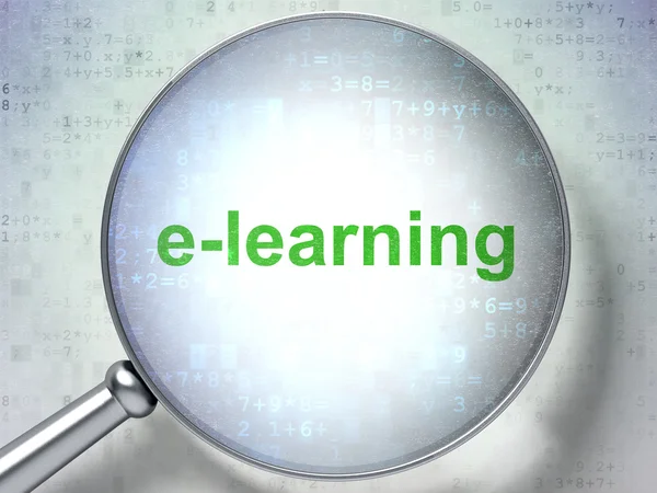 Concepto educativo: E-learning con vidrio óptico — Foto de Stock