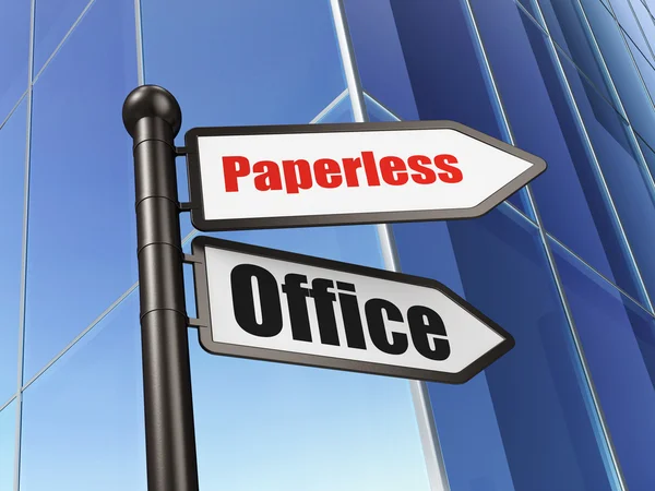 Finanzierungskonzept: Papierloses Büro auf Baugrund unterschreiben — Stockfoto