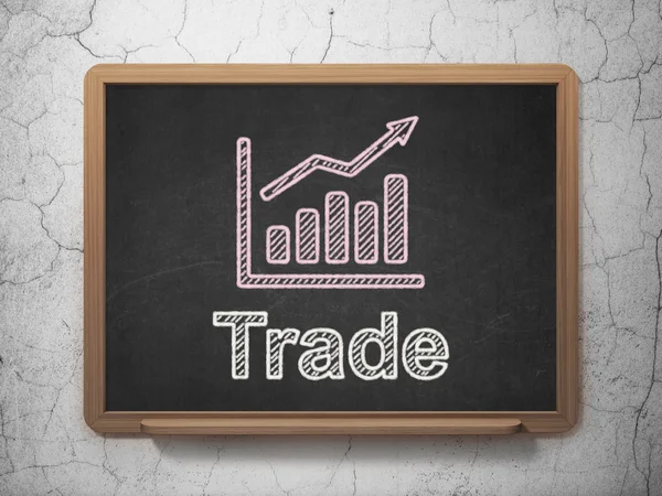 Concepto de negocio: Gráfico de crecimiento y comercio en el fondo de pizarra —  Fotos de Stock