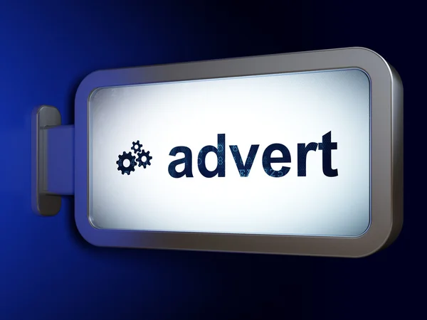 Advertising concept: Advert and Gears on billboard background — Stock Photo, Image
