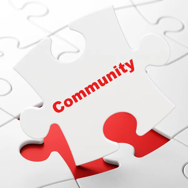 Social media concept: Community on puzzle background — Stock Photo, Image