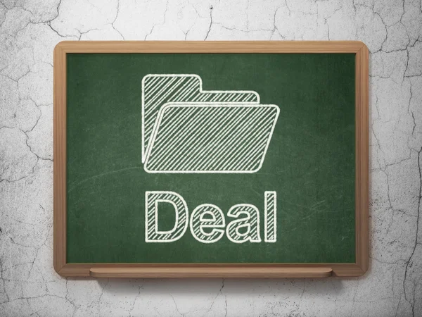 Business concept: Folder and Deal on chalkboard background — Stock Photo, Image