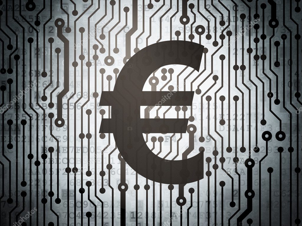 Currency concept: circuit board with Euro