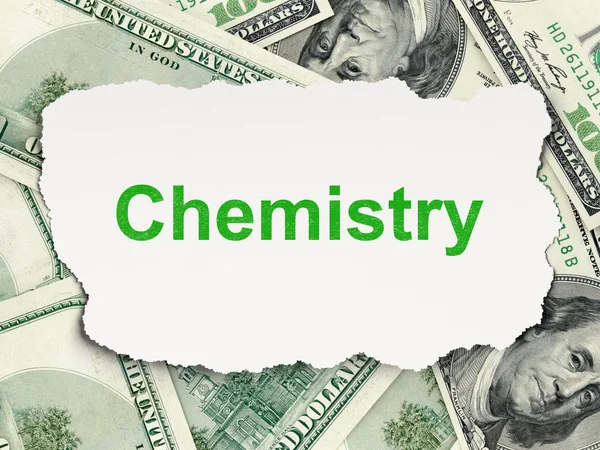 Conceito de educação: Química sobre o fundo do dinheiro — Fotografia de Stock