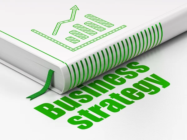 사업 개념: 책 성장 그래프, 흰색 바탕에 비즈니스 전략 — 스톡 사진