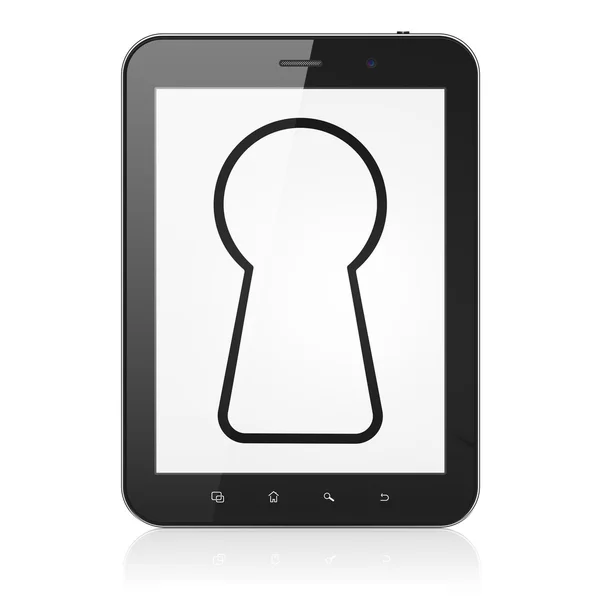 Koncepcja bezpieczeństwa: dziurka na komputerze typu tablet pc — Zdjęcie stockowe