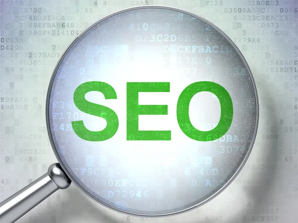 Έννοια σχεδίου web SEO: Seo με οπτικό γυαλί — Φωτογραφία Αρχείου