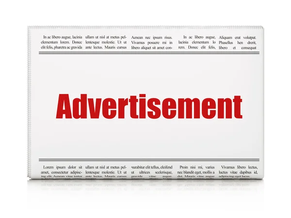 Концепція реклами: заголовок газети Реклама — стокове фото