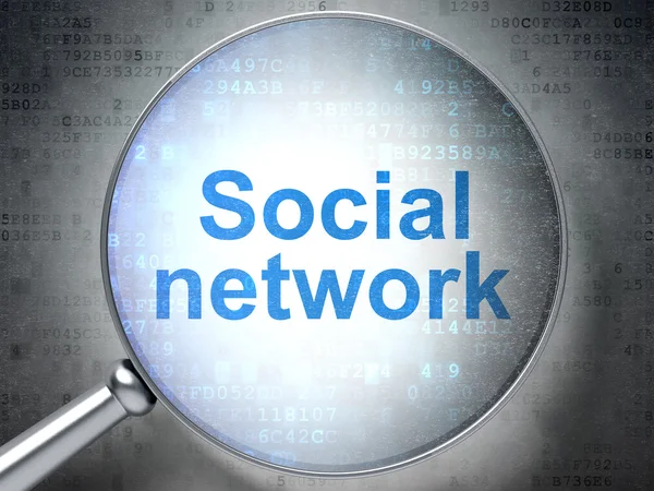 Concetto di social network: Social Network con vetro ottico — Foto Stock