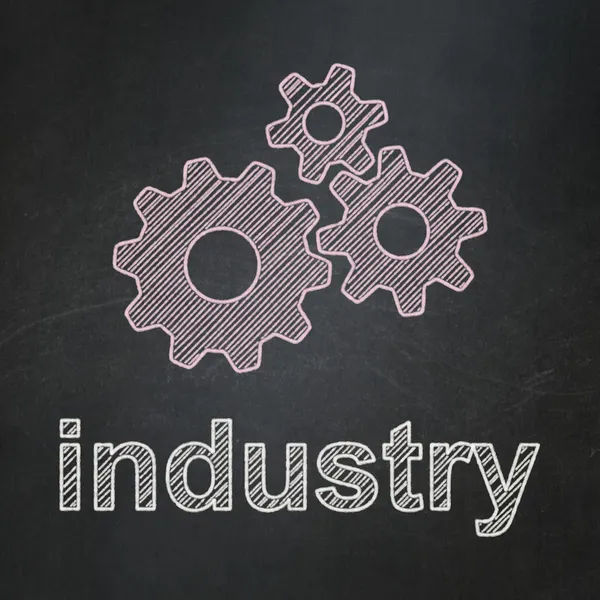 Business concept: Gears and Industry on chalkboard background — Stock Photo, Image