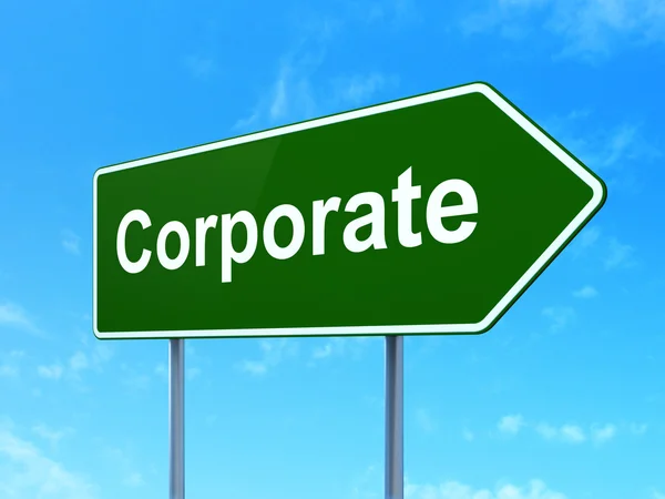 Conceito de negócio: Corporate on road sign background — Fotografia de Stock